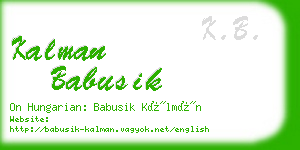 kalman babusik business card